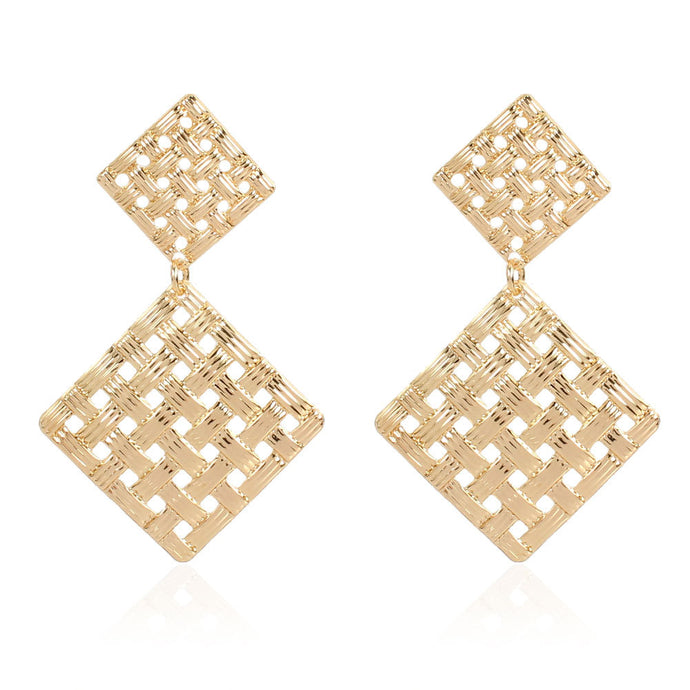 Retro Alloy Geometric Square Gold Earrings