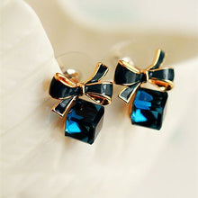 Load image into Gallery viewer, Blue-gift-box-with-bow-earrings-Splendid-Concepts